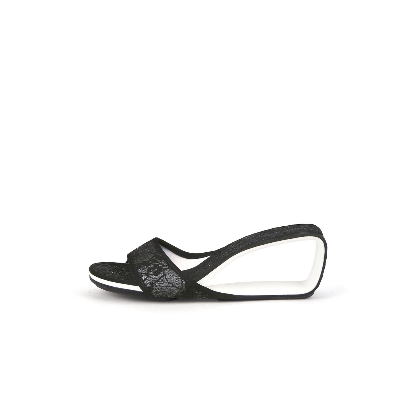 Floral Lace Mid-Heel Hollow Wedges-0