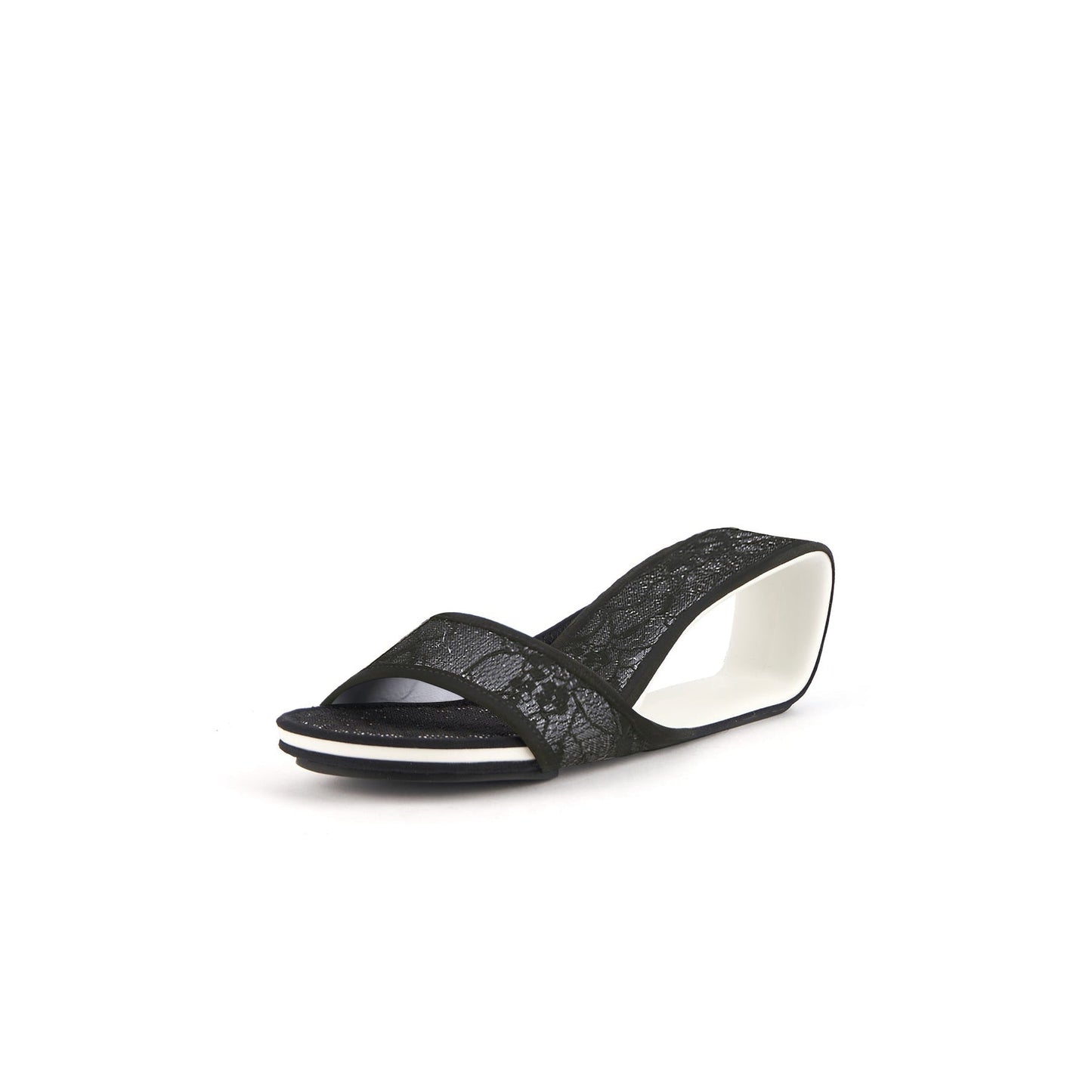 Floral Lace Mid-Heel Hollow Wedges-1