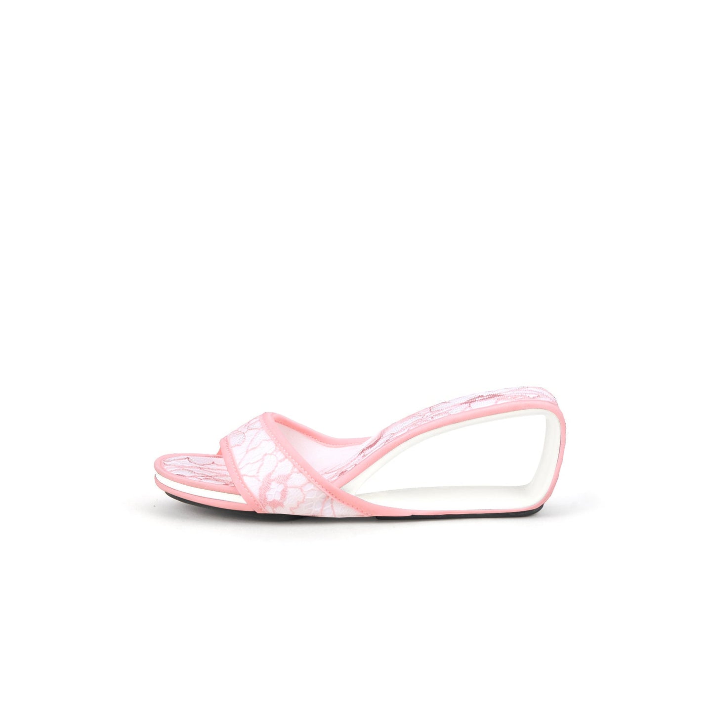 Floral Lace Mid-Heel Hollow Wedges-6