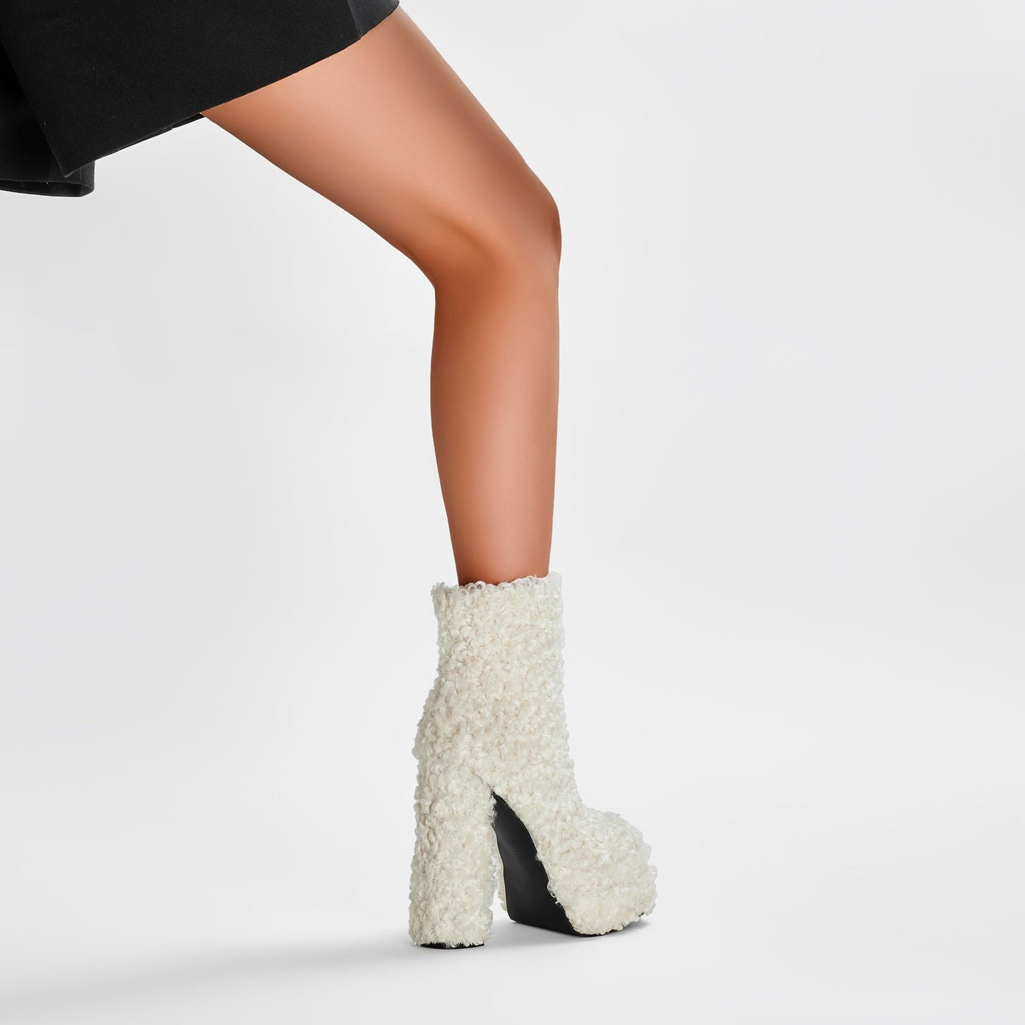 Fluffy White Winter Ankle Boots-1