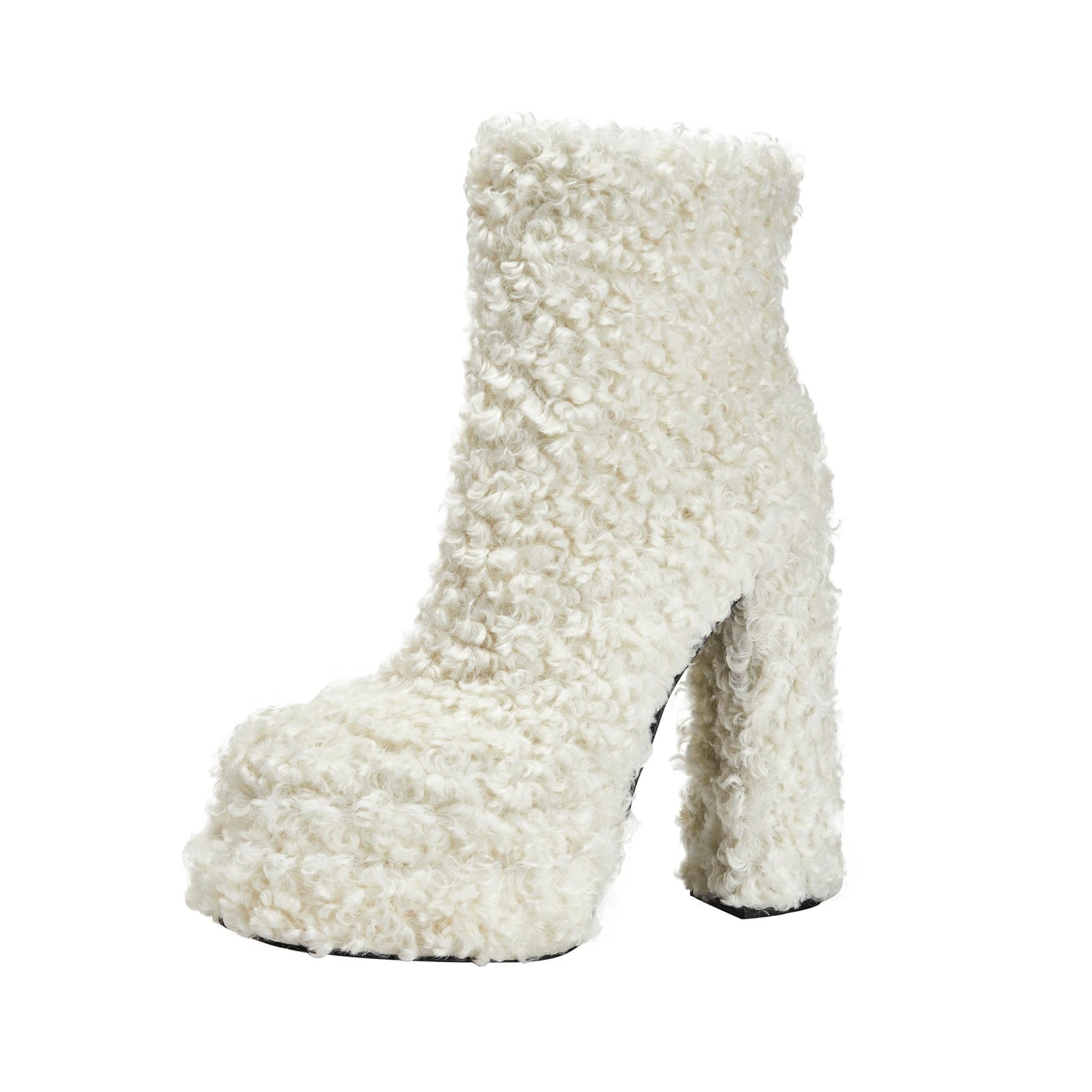 Fluffy White Winter Ankle Boots-2