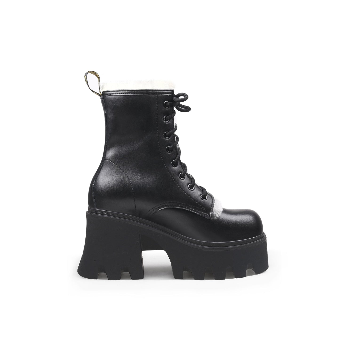 Fluffy Winter Thick Bottom Black Ankle Boots-2