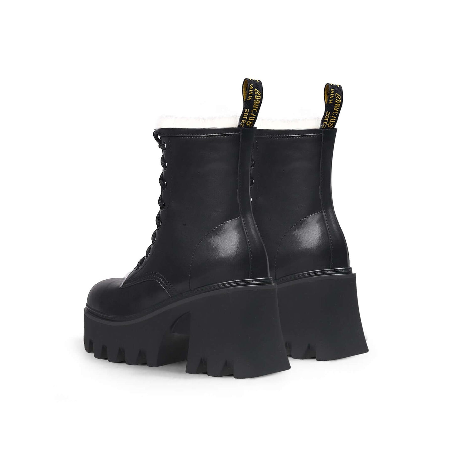Fluffy Winter Thick Bottom Black Ankle Boots-3