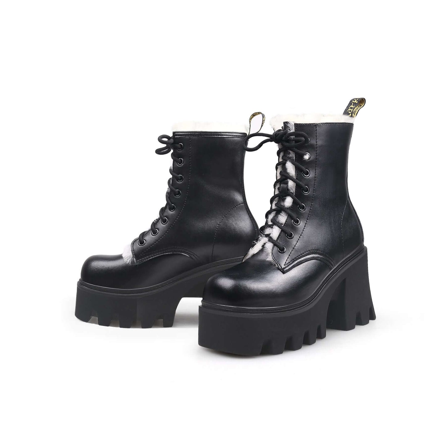 Fluffy Winter Thick Bottom Black Ankle Boots-4