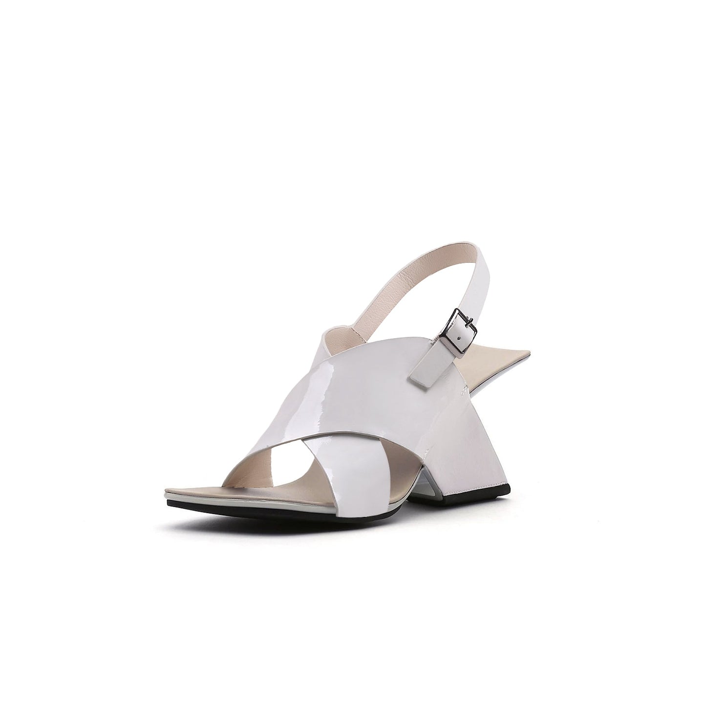 Frivolous Criss Cross Ankle Square Toe Ankle Strap Sandals-1