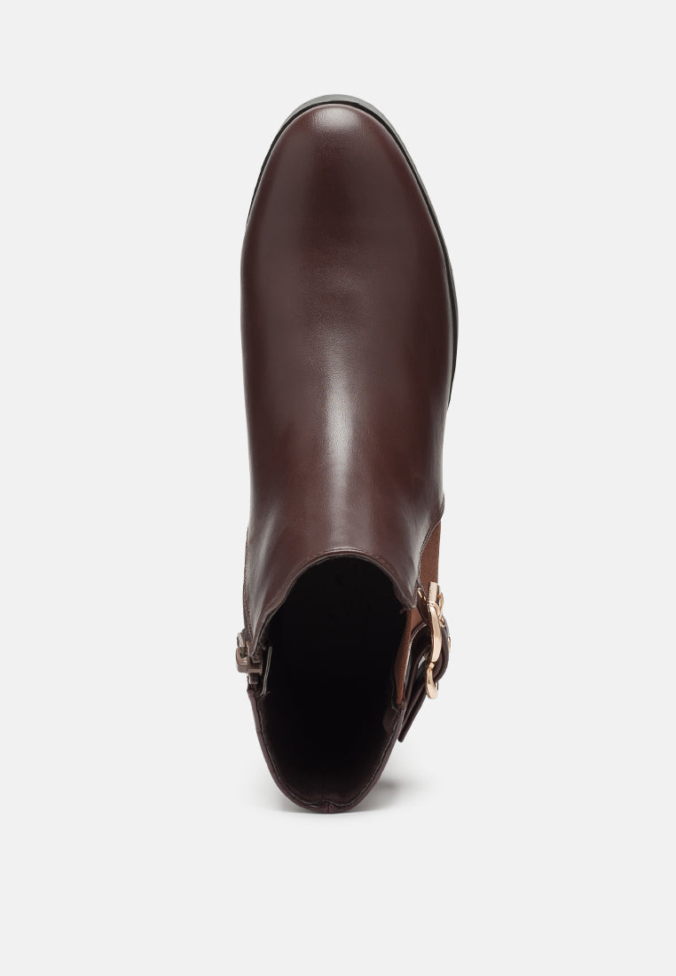 Frothy Buckled Ankle Boots With Croc Detail-3
