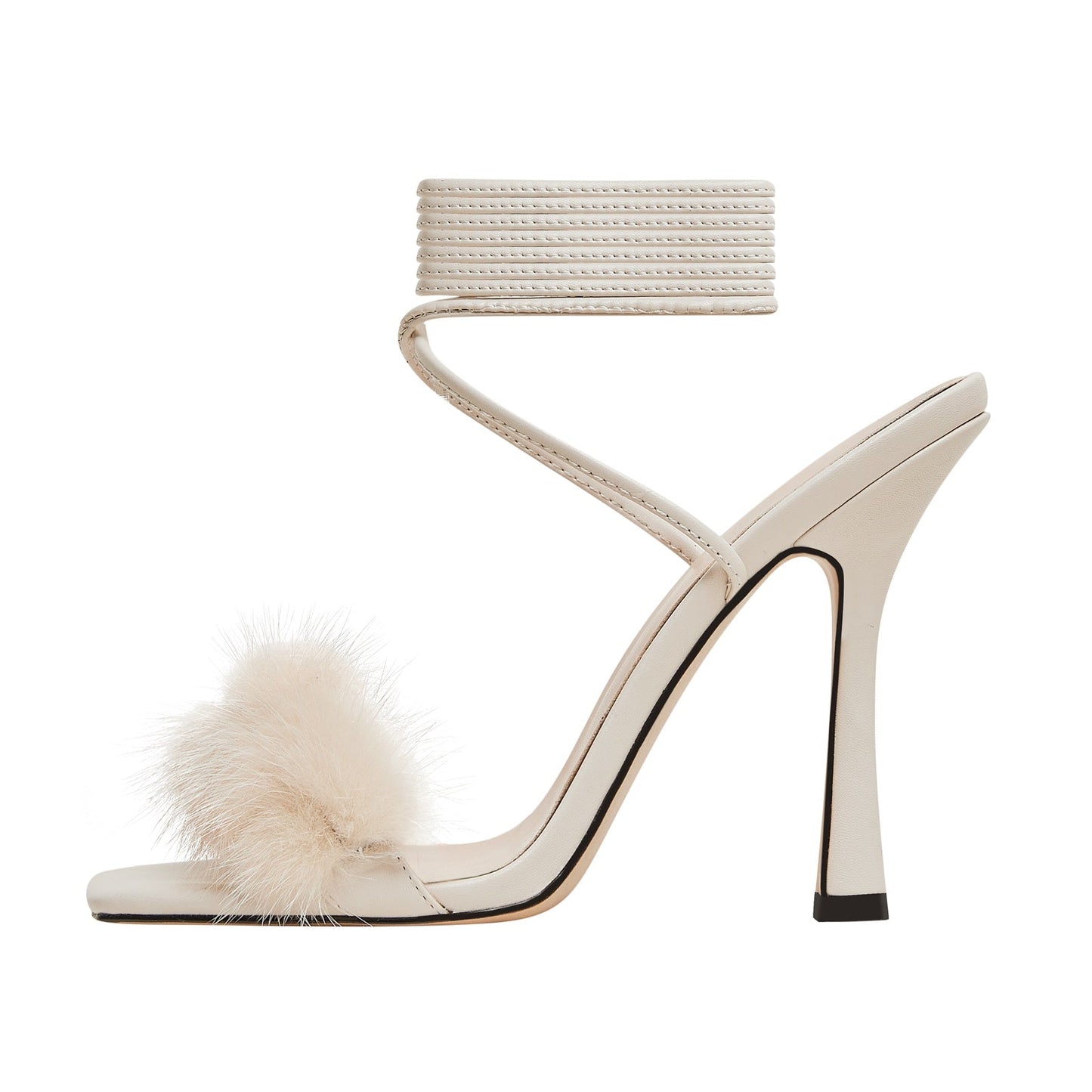 Furry Open Toe Ankle Strap Sandals-6