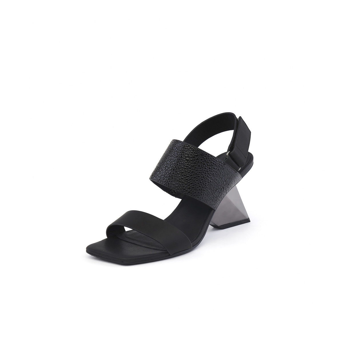 Geometic Heel Fusion Strap Slingback Sandals-1