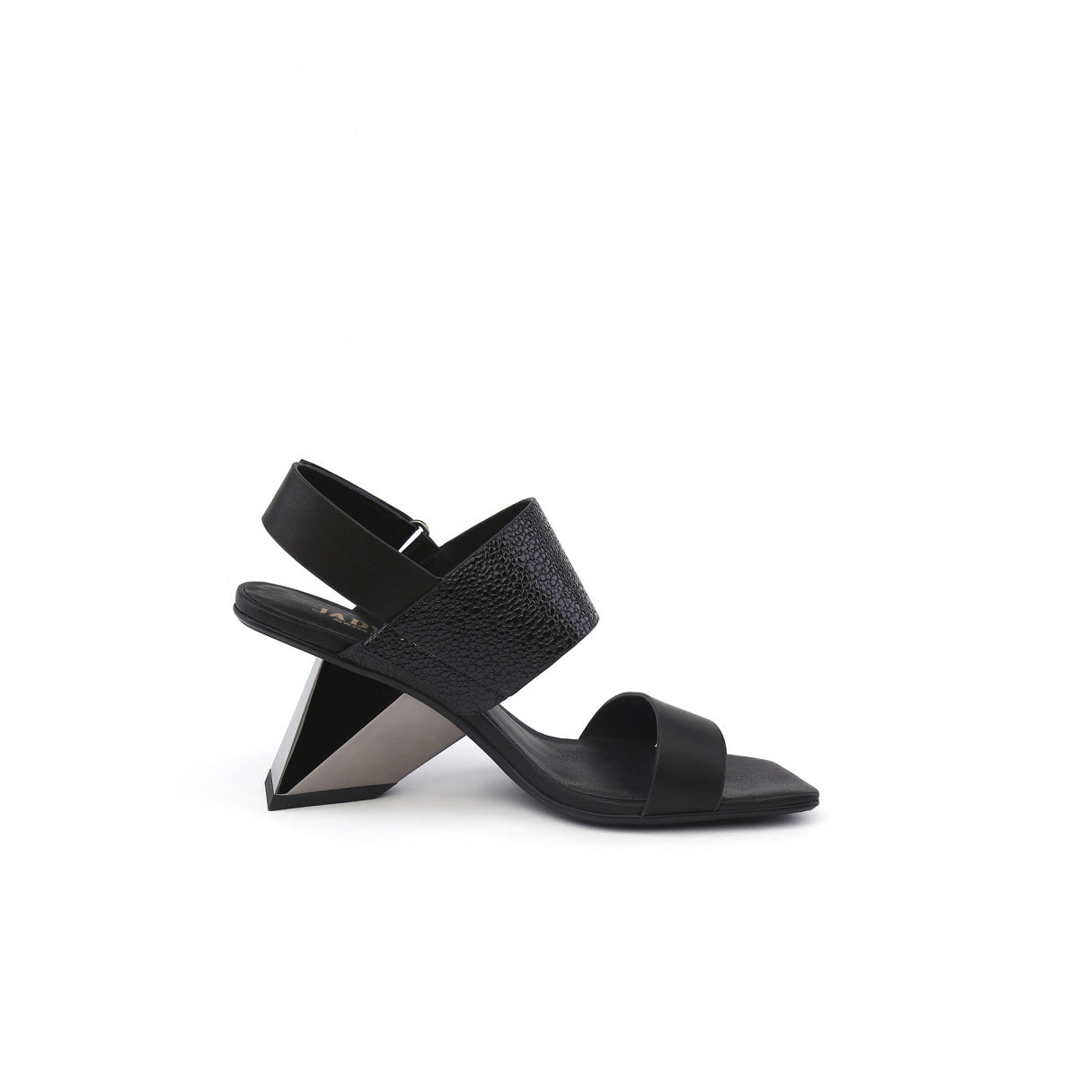 Geometic Heel Fusion Strap Slingback Sandals-2