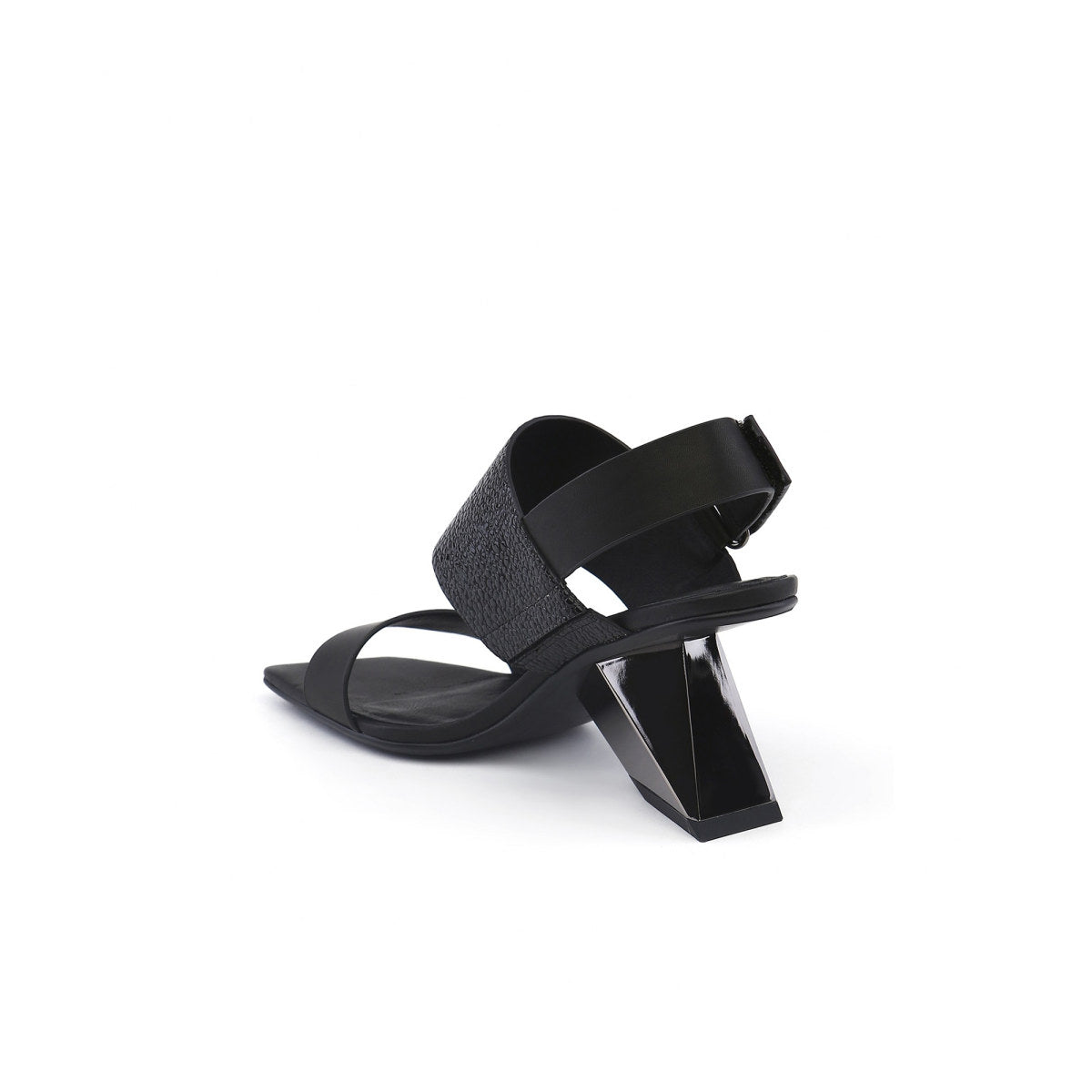 Geometic Heel Fusion Strap Slingback Sandals-3