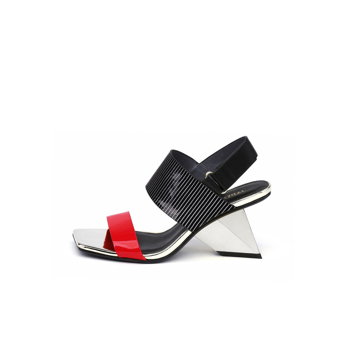 Geometic Heel Fusion Strap Slingback Sandals-5