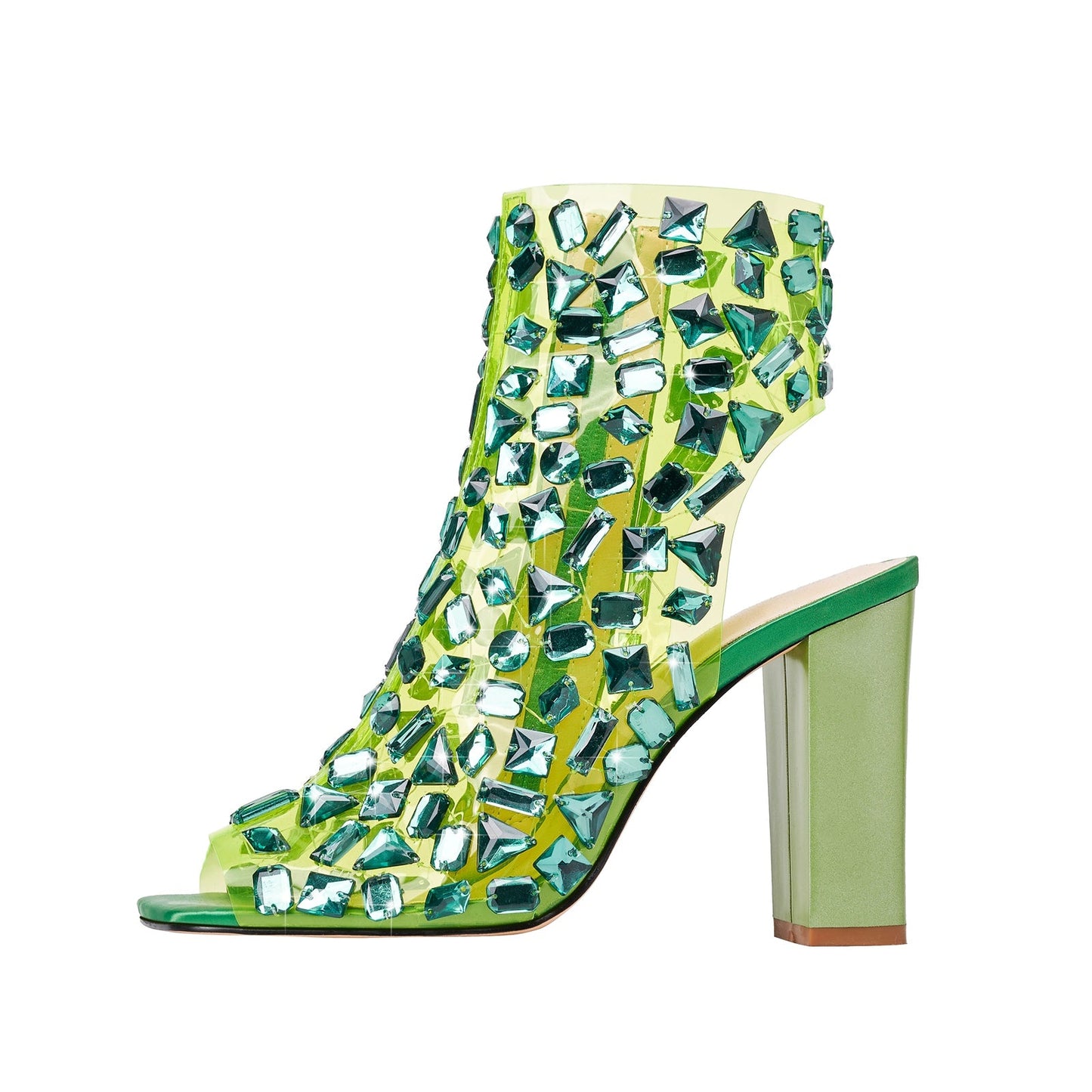 Gem Encrusted Mesh Open Toe Ankle Sandal Boots-2