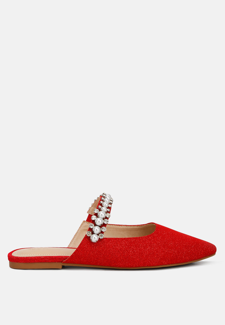 Geode Pearl Embellished Slip On Mules-6