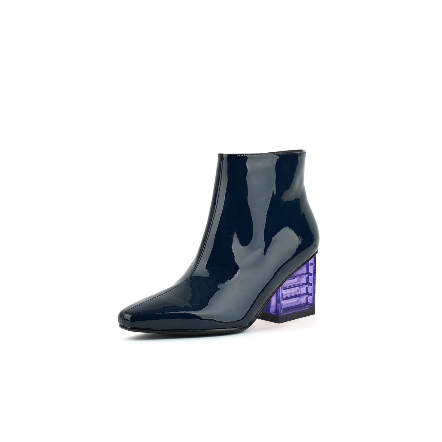 Glass Neon Heel Shiny Leather Boots-1