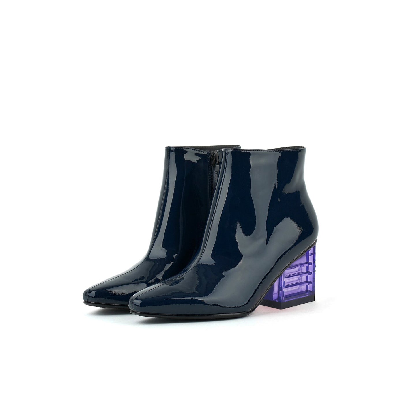 Glass Neon Heel Shiny Leather Boots-4