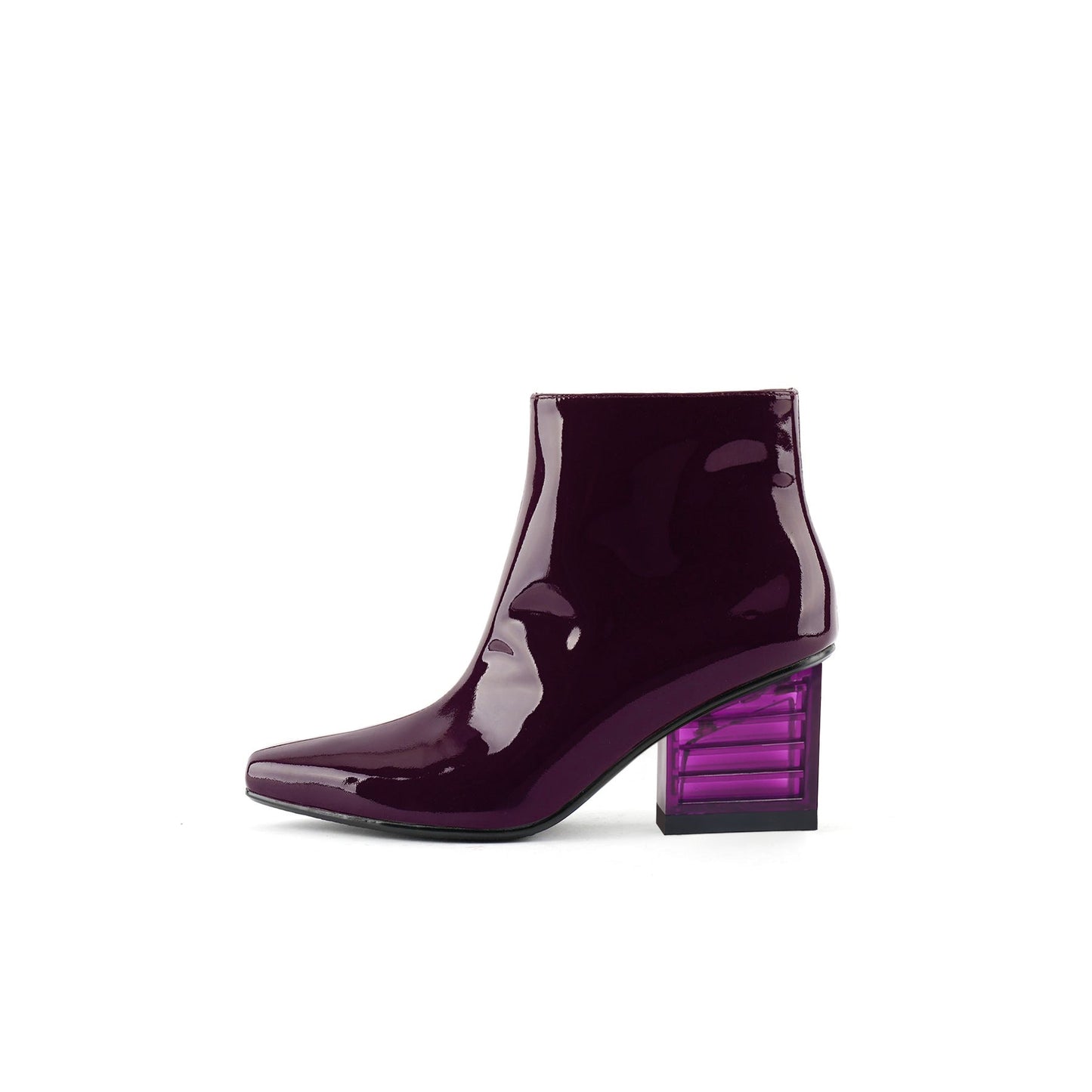 Glass Neon Heel Shiny Leather Boots-5