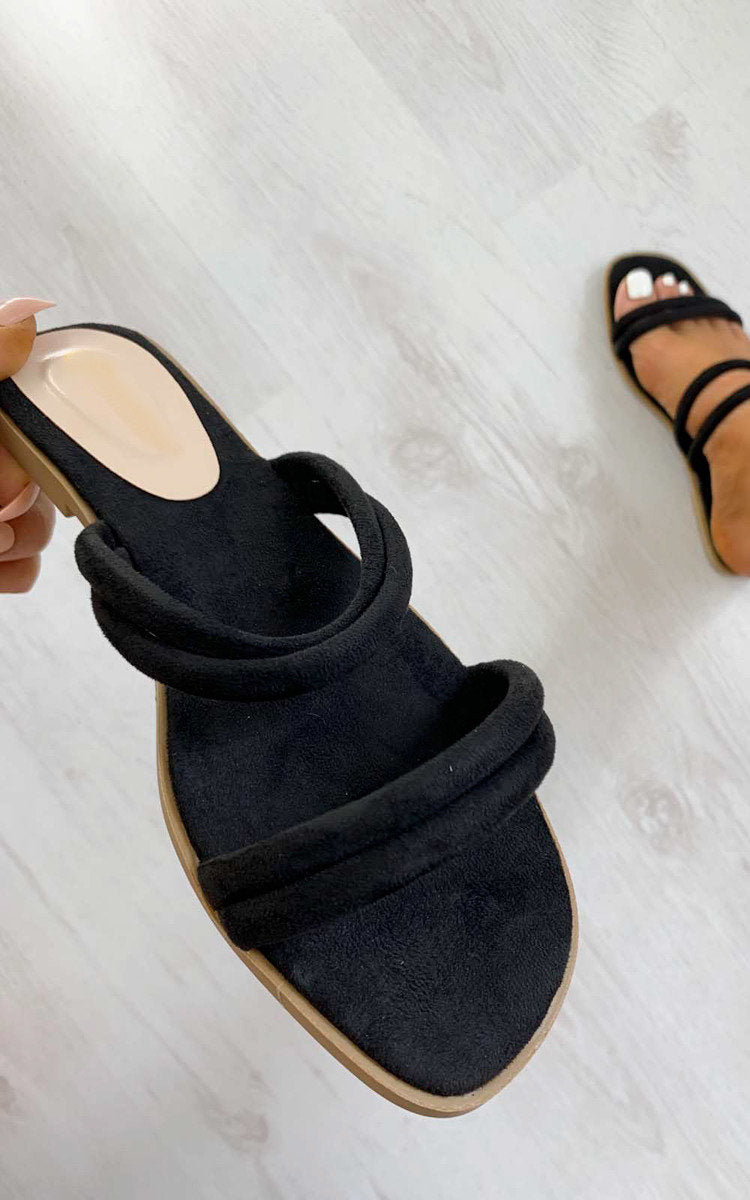 Strappy Faux Suede Sandals-1