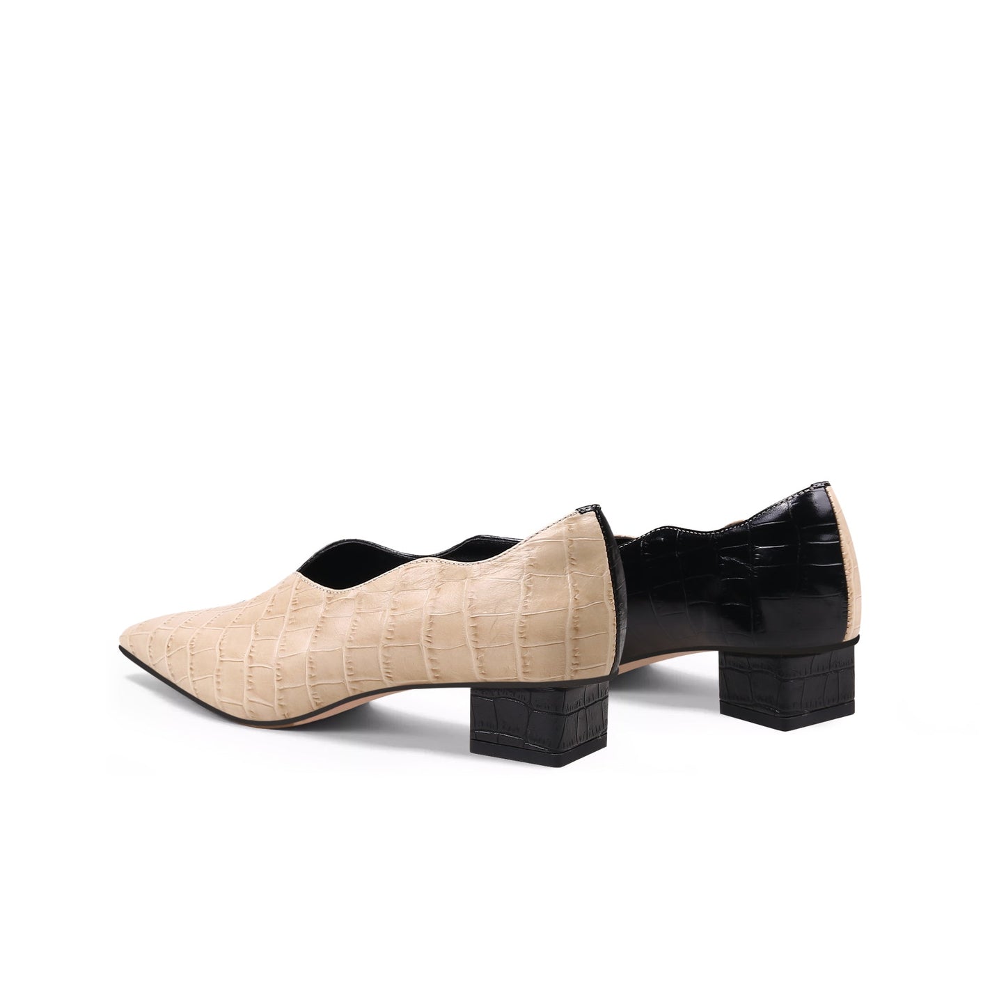 Scalloped Block Heel Pumps-4