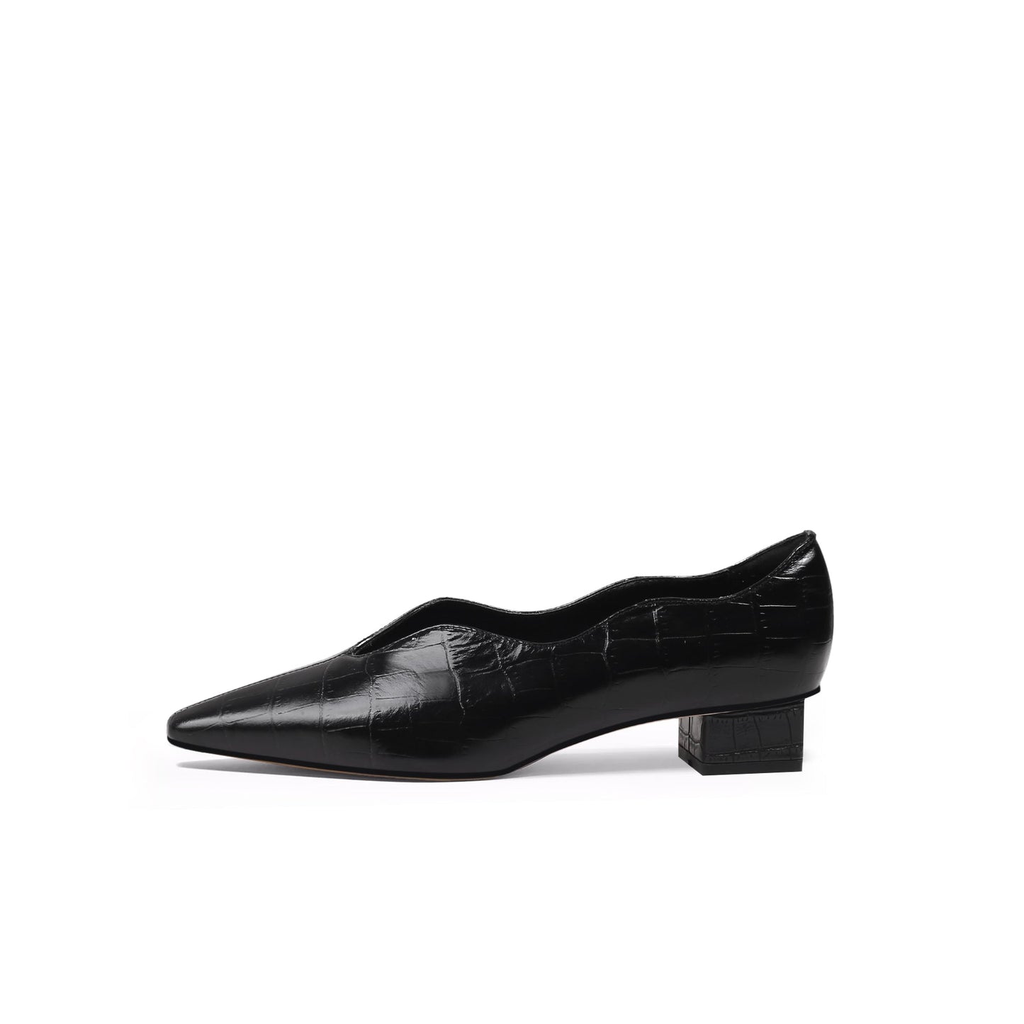 Scalloped Block Heel Pumps-5