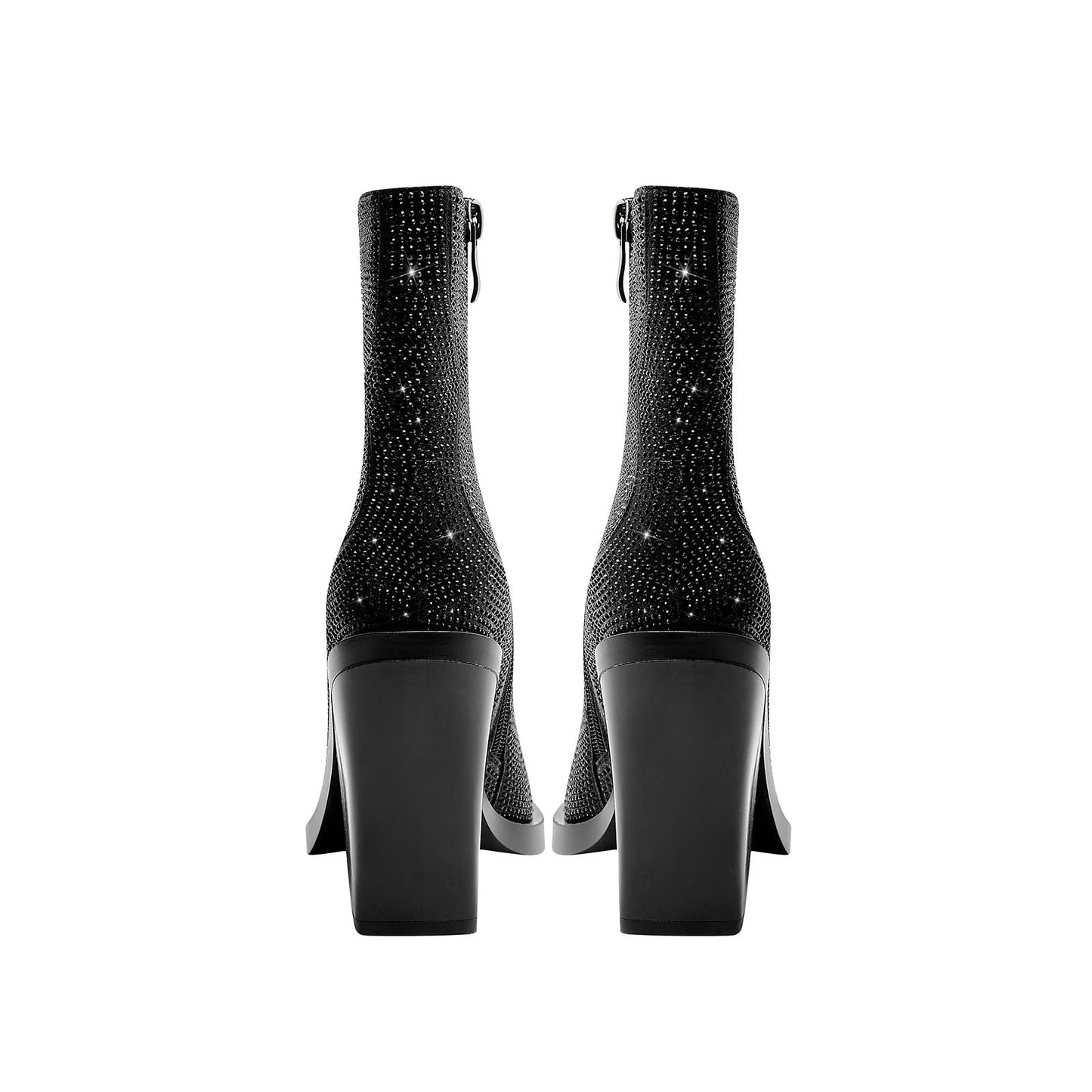 Sparkly Festive Rhinestone Pointed Toe Boots-3