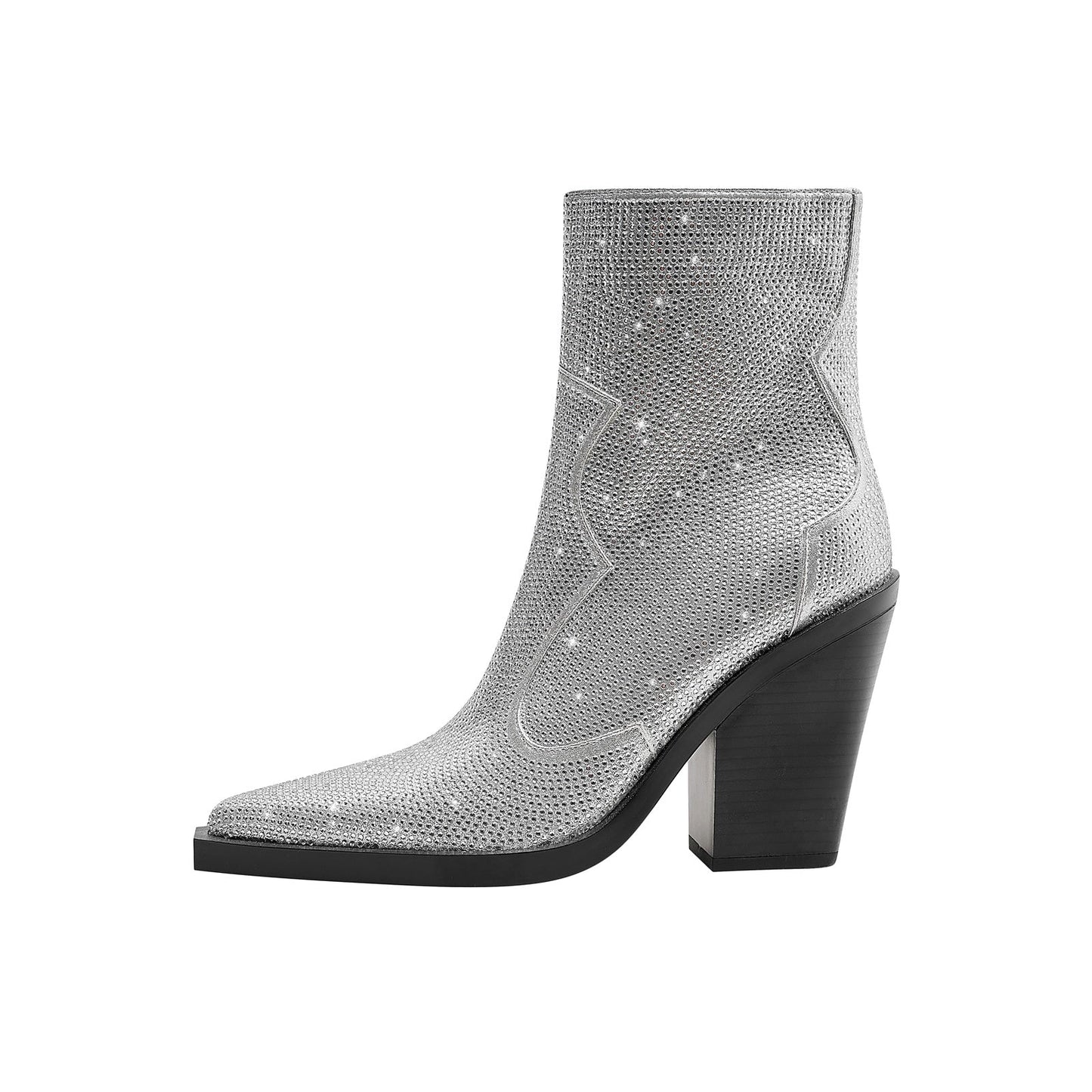 Sparkly Festive Rhinestone Pointed Toe Boots-5