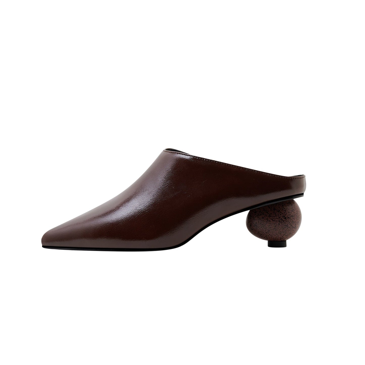 Sphere Heel Leather Pointed Mules-5