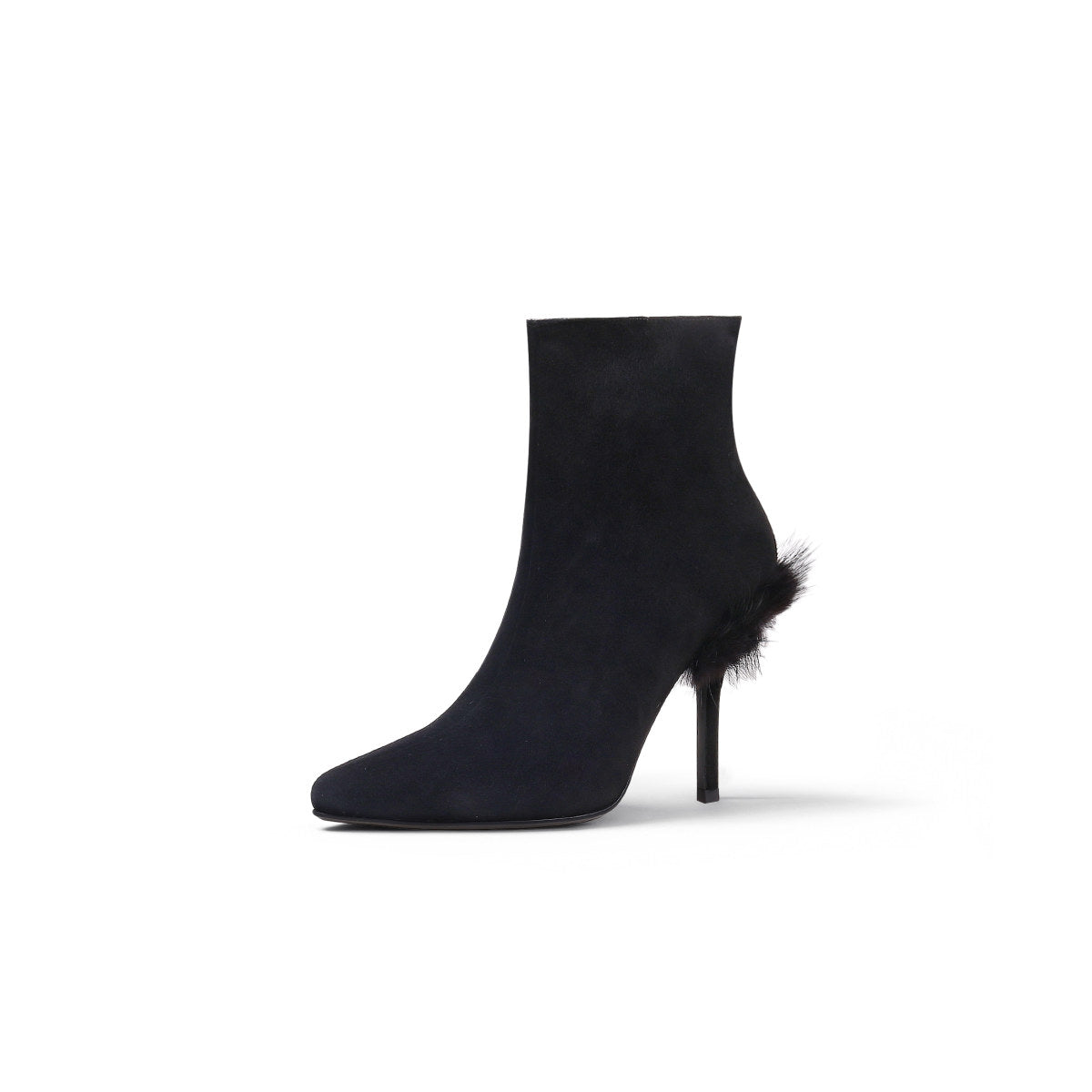 Stiletto Ankle Boots with Faux Fur Heel Accent-1