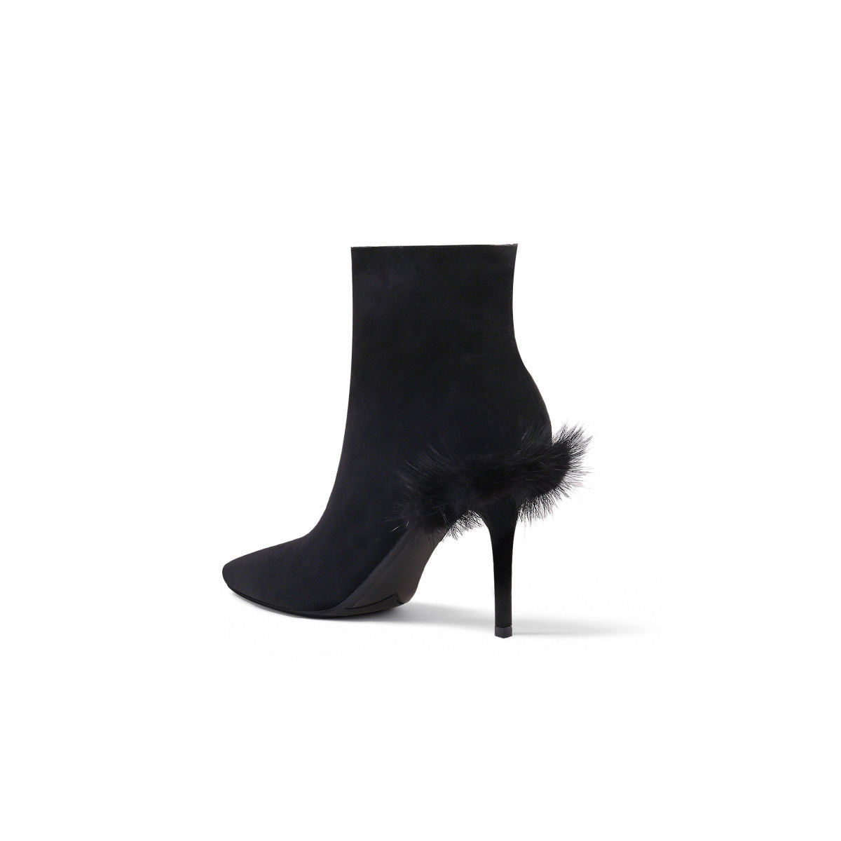 Stiletto Ankle Boots with Faux Fur Heel Accent-3