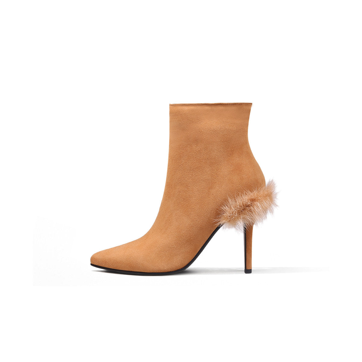 Stiletto Ankle Boots with Faux Fur Heel Accent-5