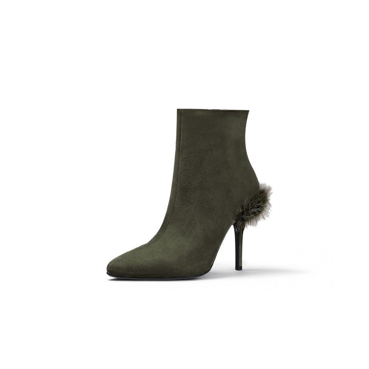 Stiletto Ankle Boots with Faux Fur Heel Accent-6