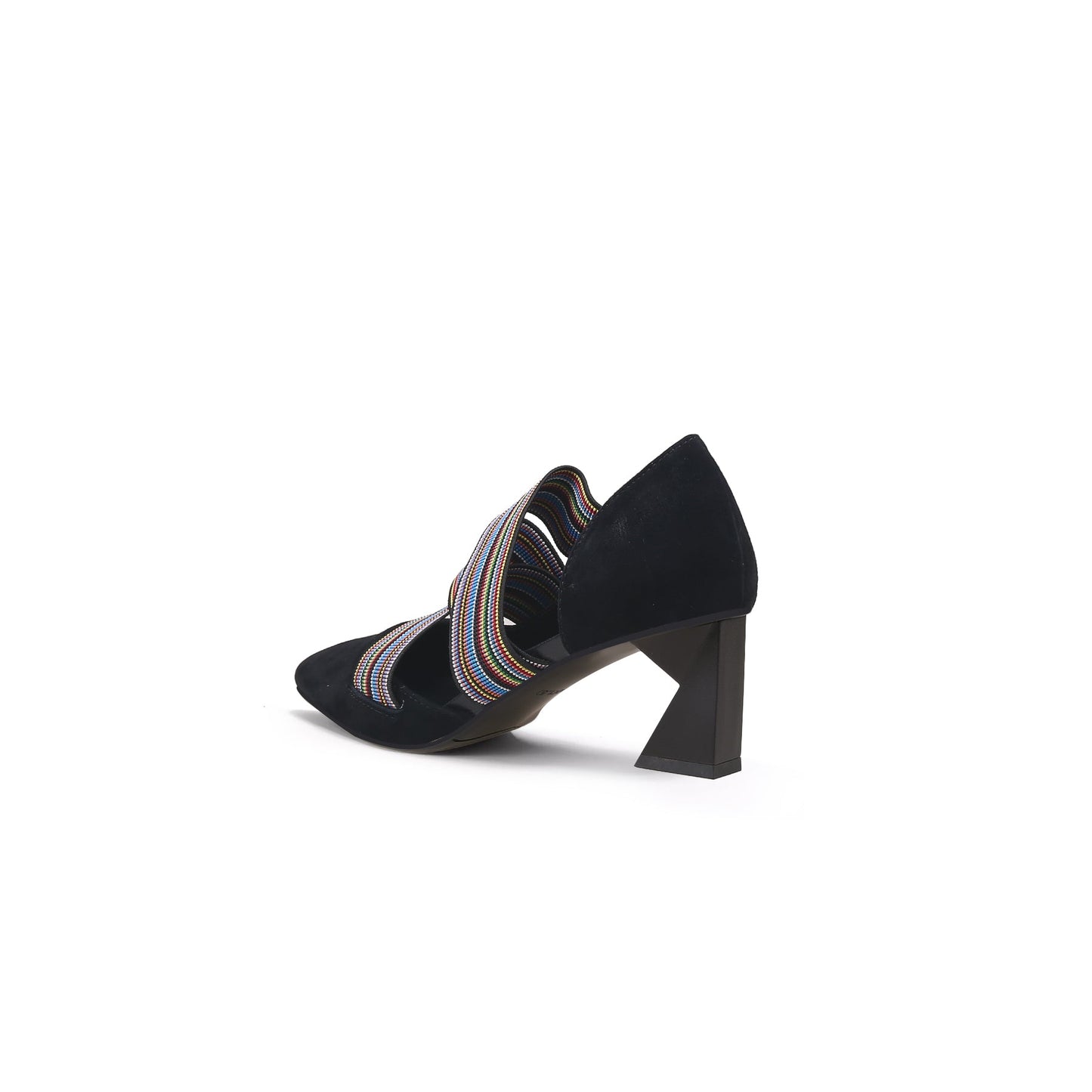 Striped Ribbon-Trim Pointed Toe Pumps-3