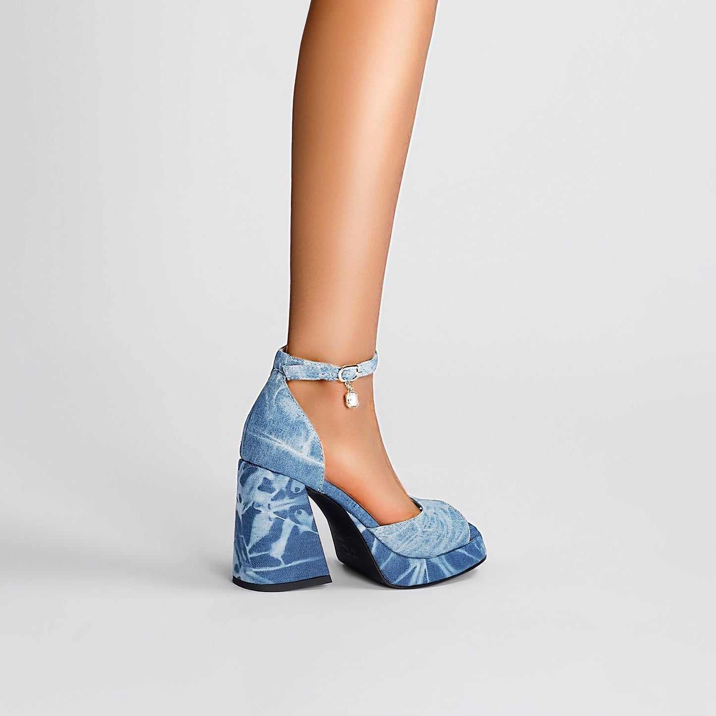 Summer Denim Open Toe Ankle Strap Sandals-2