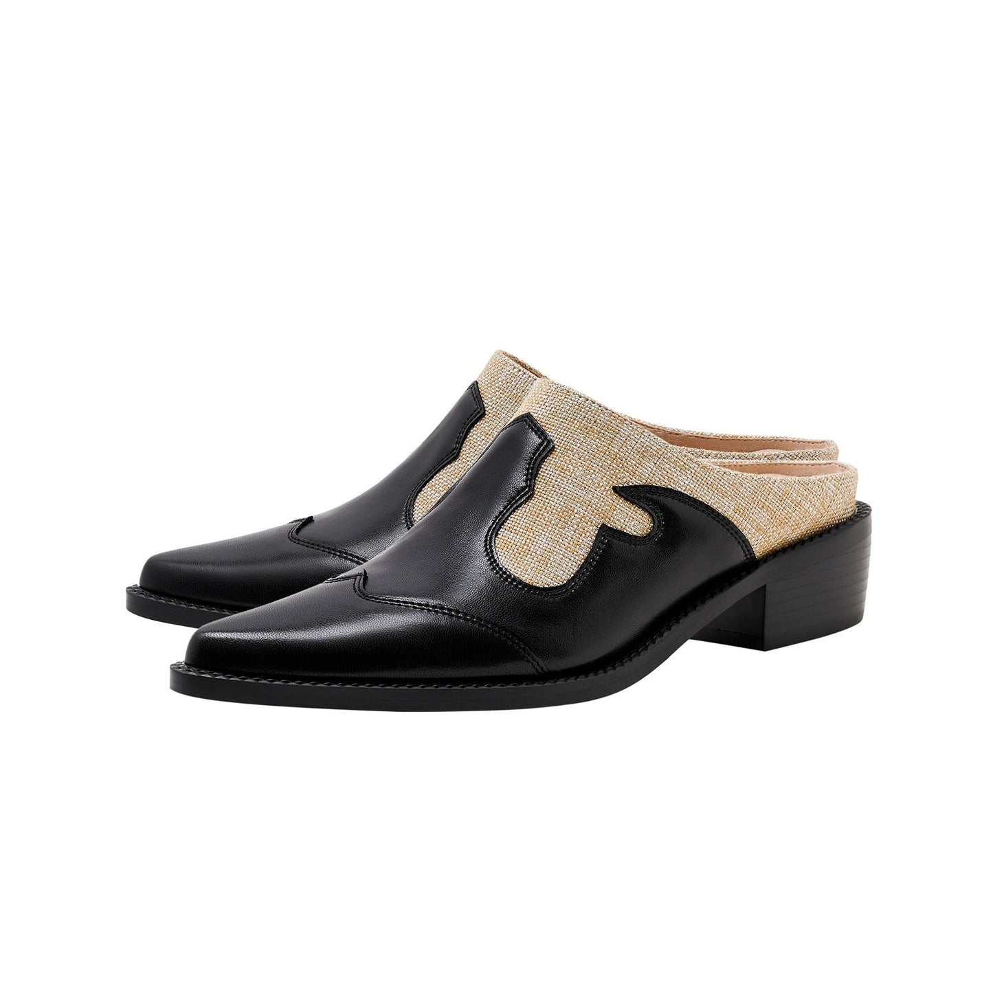 Summer Two Tone Chunky Country Mules-2