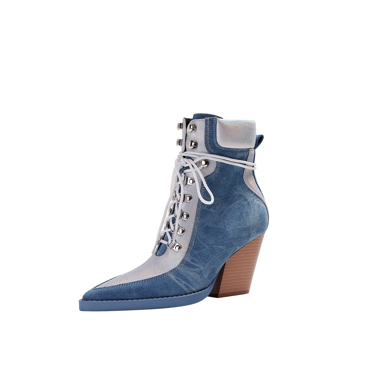 Texas Denim Lace Up Ankle Boots-1