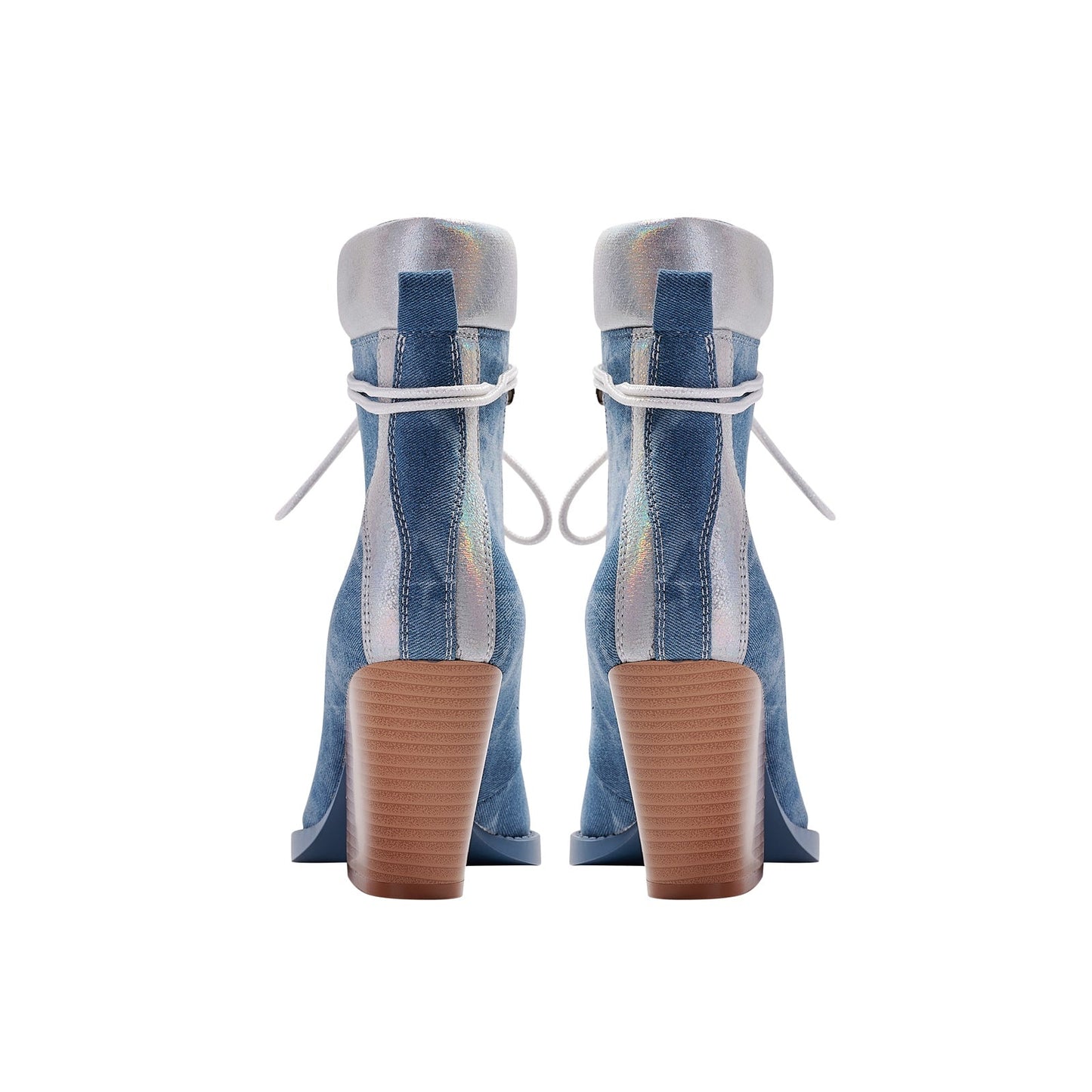 Texas Denim Lace Up Ankle Boots-3