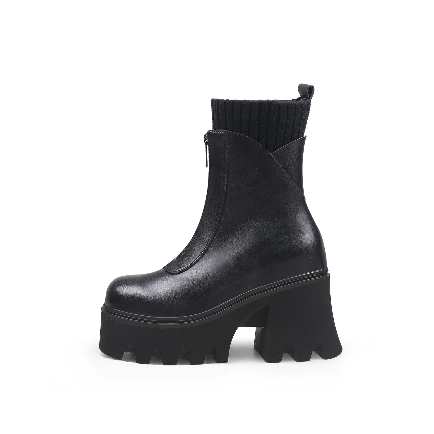 Thick Bottom Black Ankle Boots-0