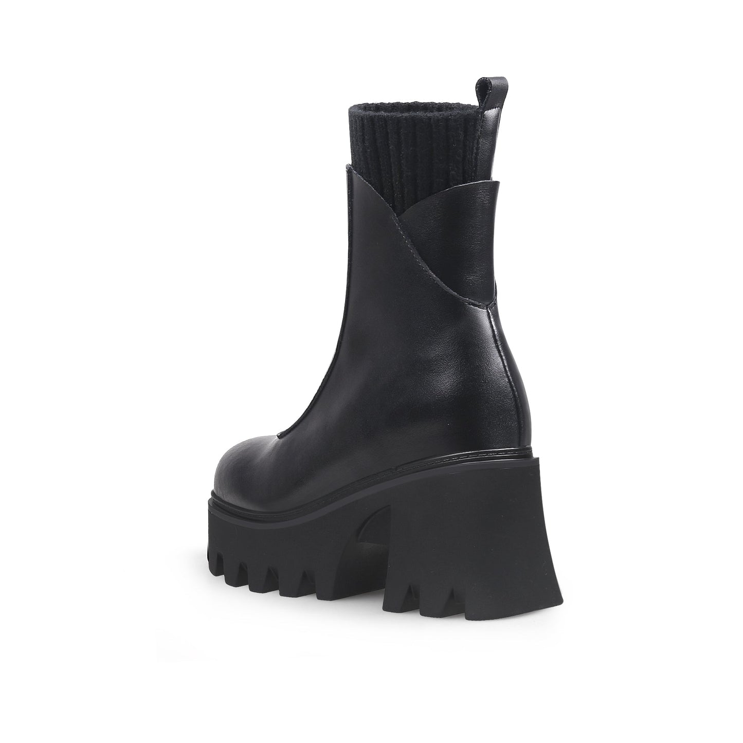 Thick Bottom Black Ankle Boots-3