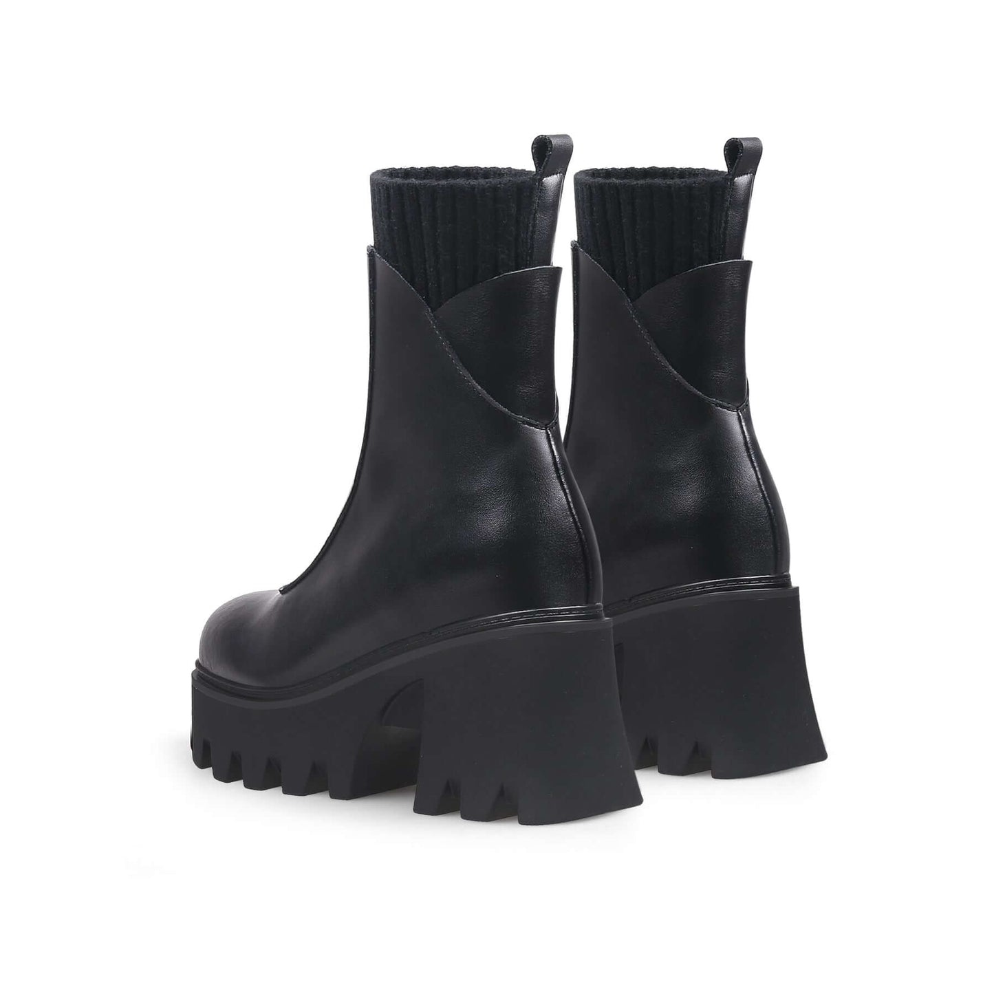 Thick Bottom Black Ankle Boots-4