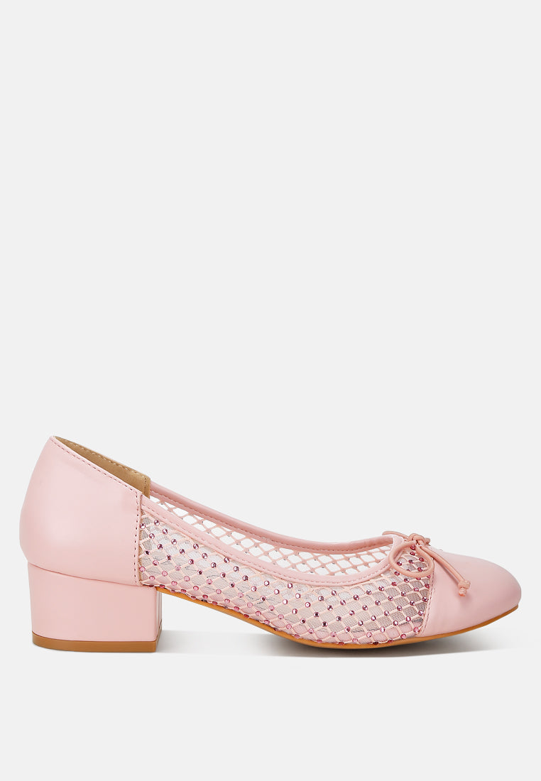 Tudum Rhinestone Detail Mesh Ballerinas-5