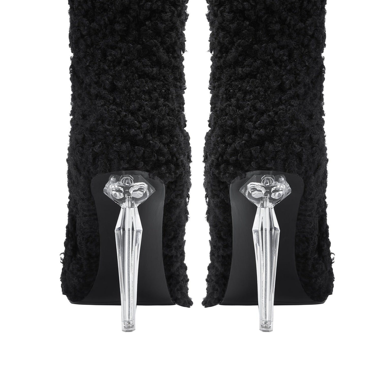 Wooly Pointed Toe Knee High Boots-3