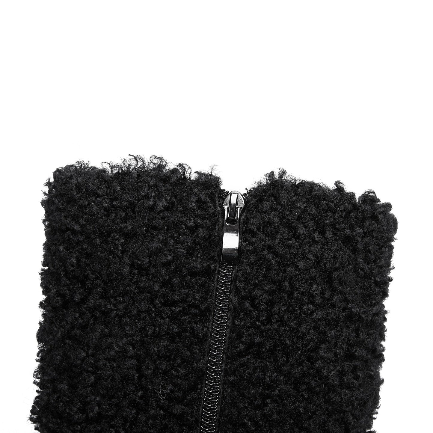 Wooly Pointed Toe Knee High Boots-4