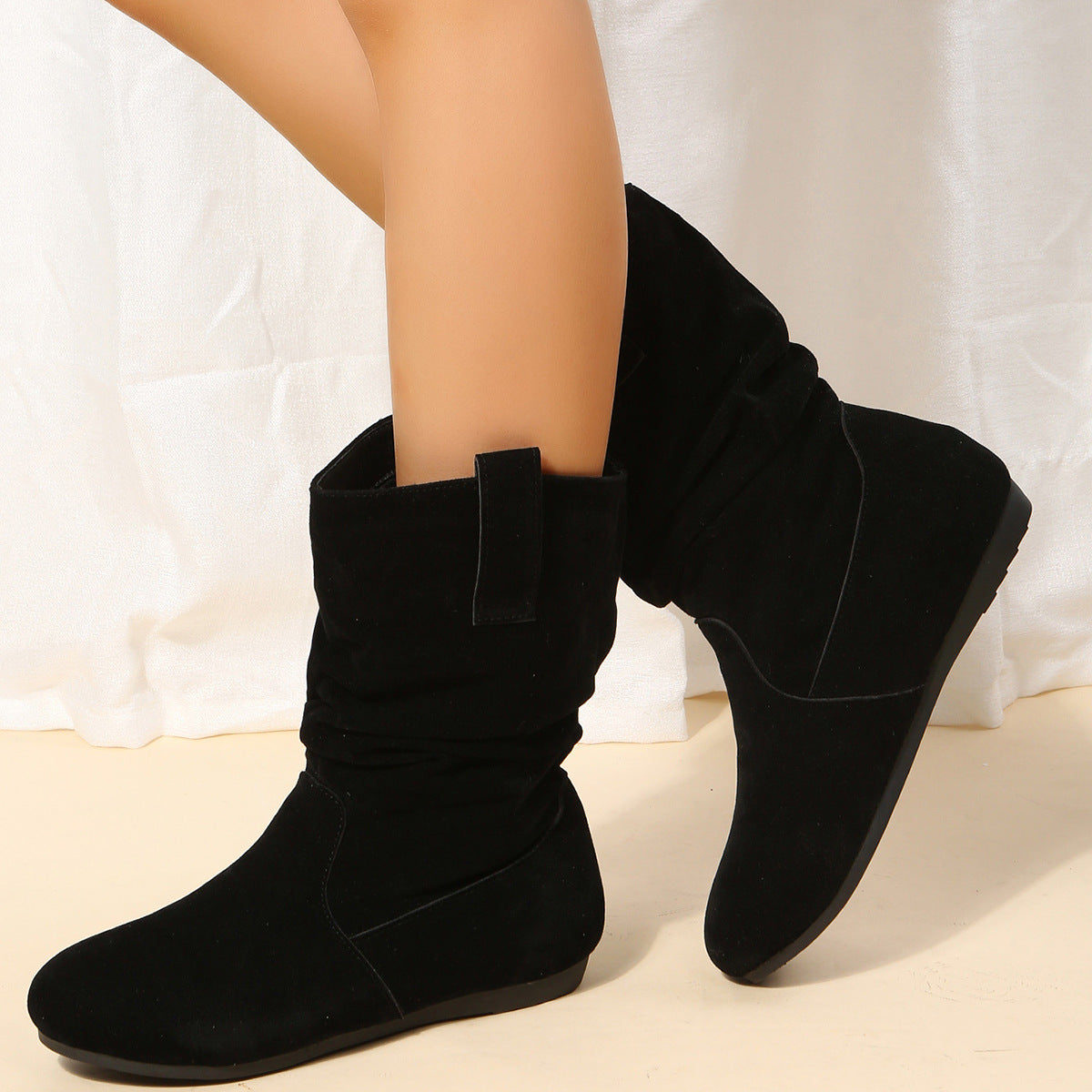 Round Toe Flat Winter Boots