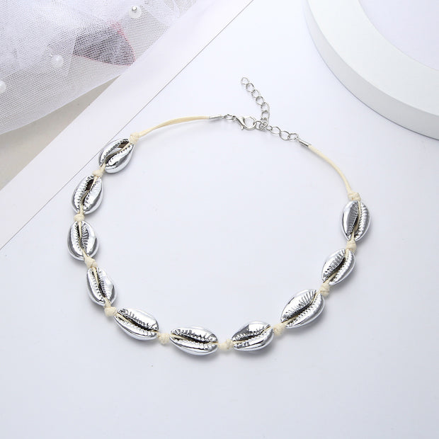 Korean Style Simple Rose Gold Shell Clavicle Chain Hand-knitted Accessory