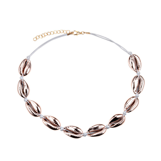 Korean Style Simple Rose Gold Shell Clavicle Chain Hand-knitted Accessory
