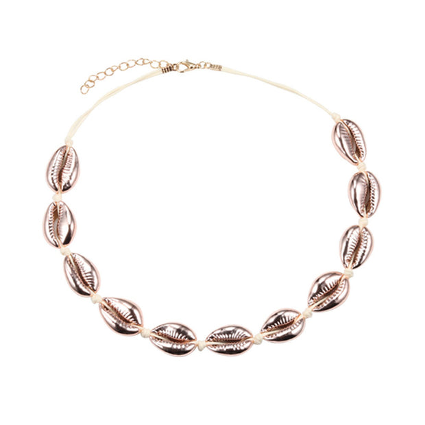 Korean Style Simple Rose Gold Shell Clavicle Chain Hand-knitted Accessory