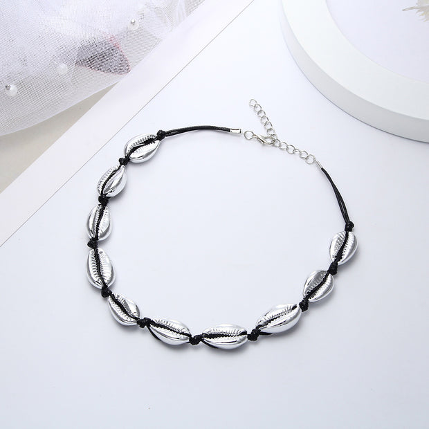 Korean Style Simple Rose Gold Shell Clavicle Chain Hand-knitted Accessory