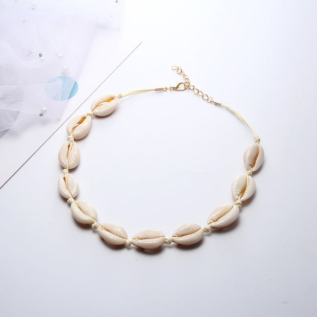 Korean Style Simple Rose Gold Shell Clavicle Chain Hand-knitted Accessory