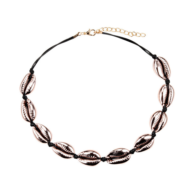 Korean Style Simple Rose Gold Shell Clavicle Chain Hand-knitted Accessory