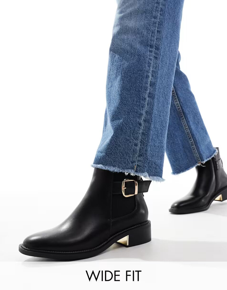 Wide Fit ankle boots with buckle details