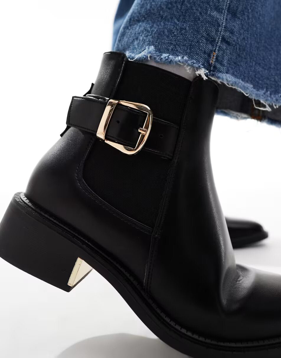 Wide Fit ankle boots with buckle details